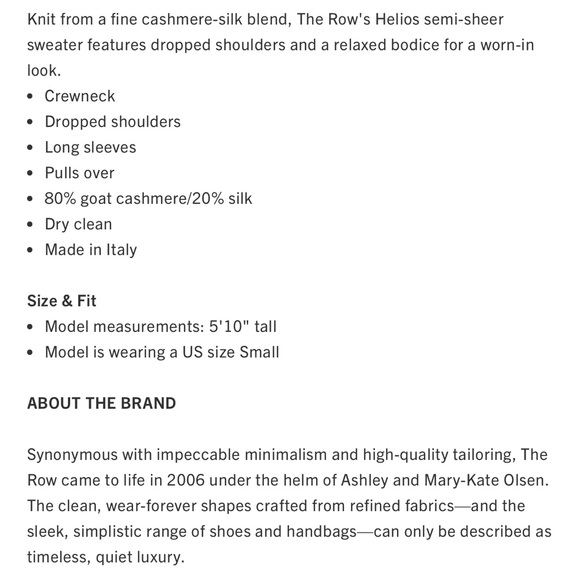 BNWOT - THE ROW GREY 100% SHAPPE SILK SWEATER SZ S
Made in Italy - Picture 11 of 12